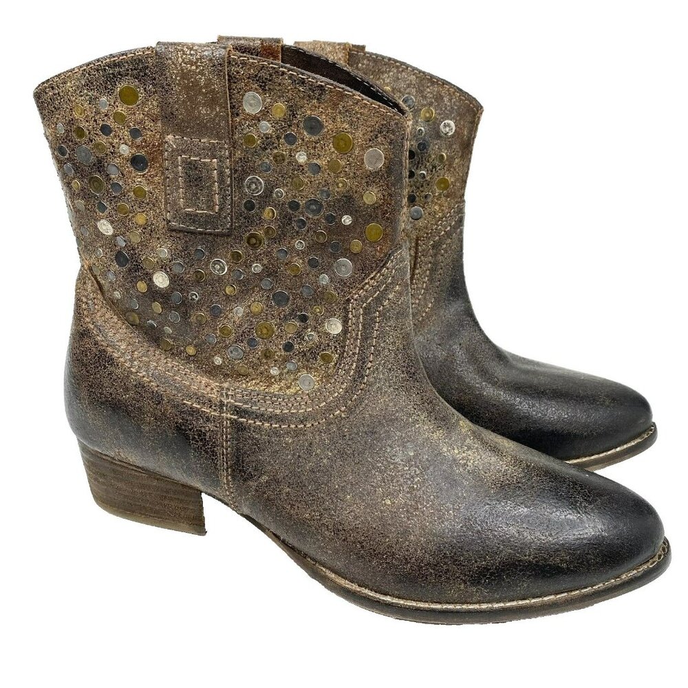 Diba True Boots Womens Size 9.5 FLYING SOLO Studded Ankle Western Pull On Cowboy